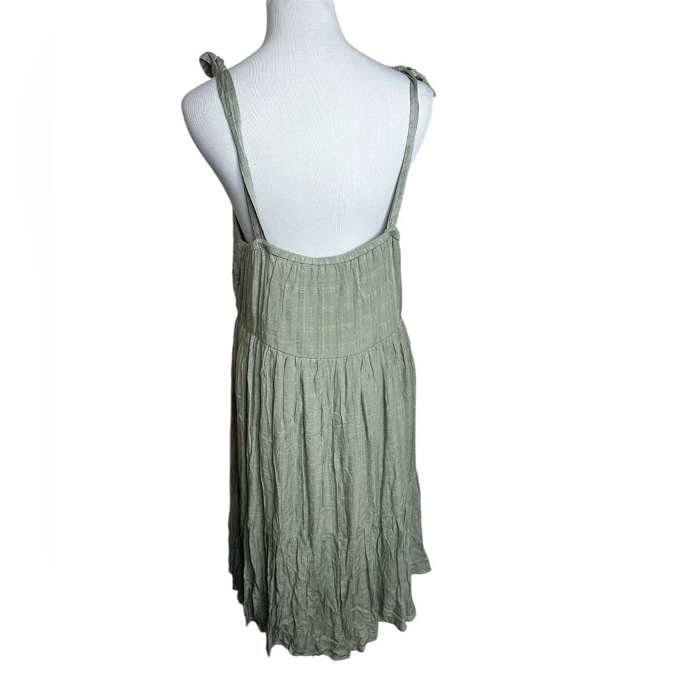 Torrid Woven Sage Green Textured Dress Button-Front Tie Straps - Picture 4 of 8